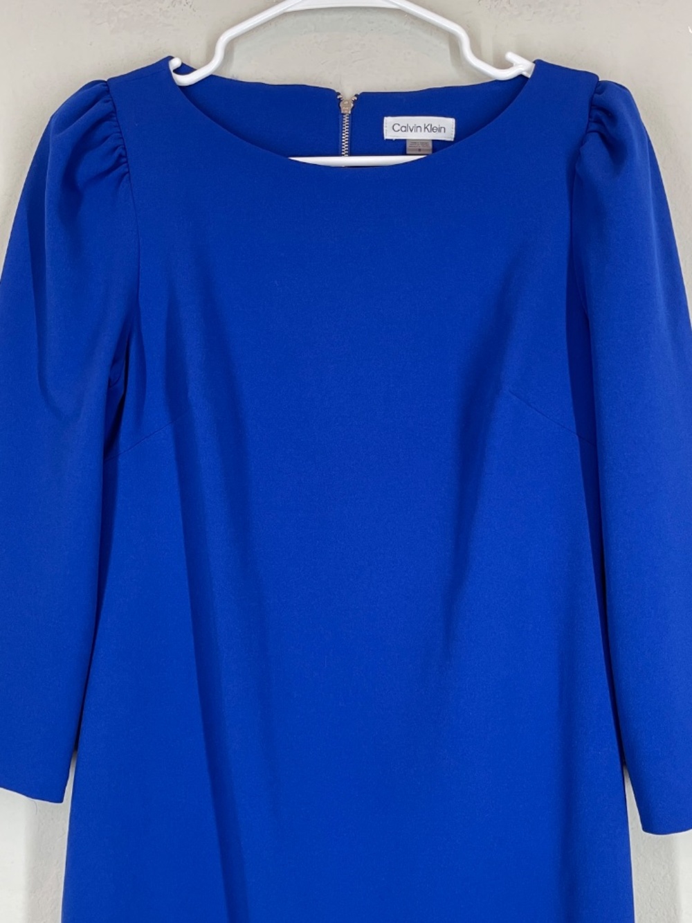 Calvin Klein Shift Dress Women's Size 8 Blue Long Sleeve Career Stretch - Picture 2 of 11